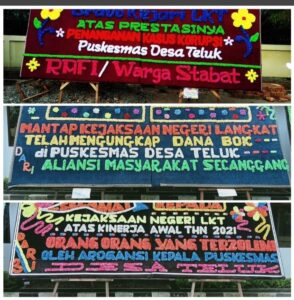 Kantor Kejari Langkat Di Hebohkan Dengan Papan Karangan Bunga