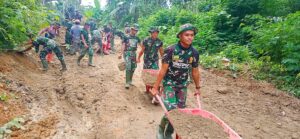 Semangat Bekerja Satgas Kodim 0204/DS Tak Kendor Hingga Akhir Kegiatan TMMD