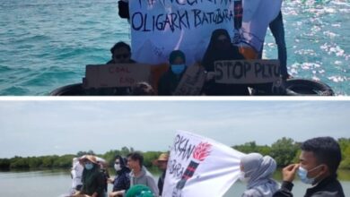 Photo of Mahasiswa dan Pecinta Lingkungan Hidup Kampanye ‘Tolak Energi Kotor Batubara’ di Perairan PLTU P Susu