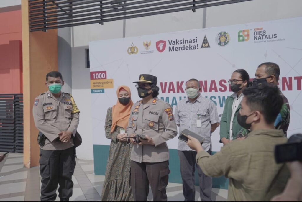 Polsek Medan Baru Salurkan Vaksin Untuk Mahasiswa USU