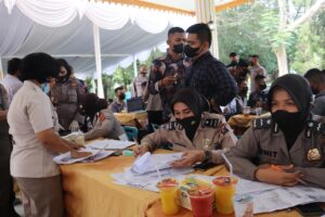 Polres Langkat Gelar Giat Vaksinasi Serentak Indonesia Dengan Dosis I Dan II