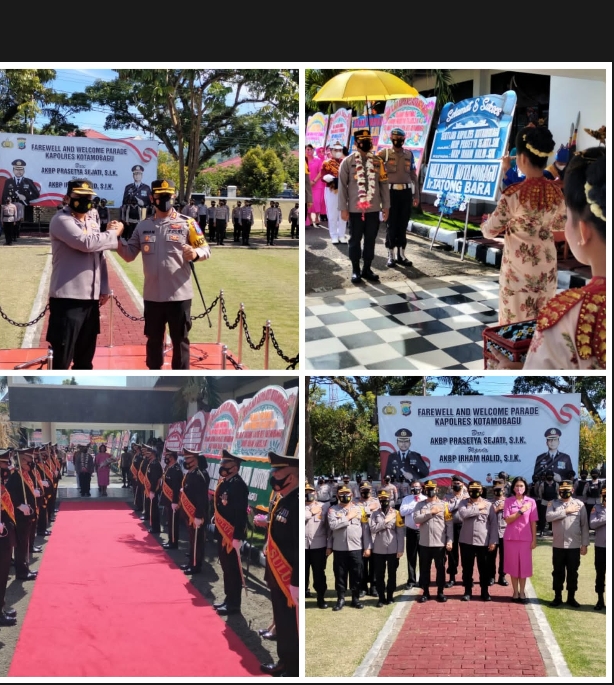 Sambut Pejabat Baru’ Polres Kotamobagu Gelar Upacara Wellcome And Farawell Parade Fariage Di Mako Polres