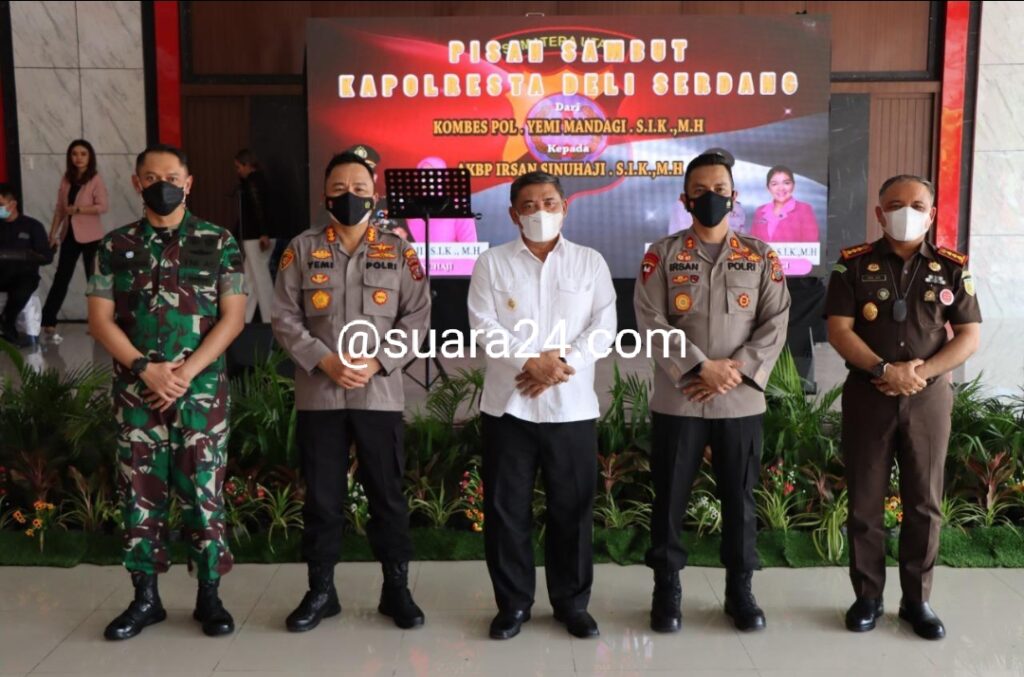 Pisah Sambut Kapolresta Deli Serdang Dilaksanakan Secara Sederhana Dengan Menerapkan Prokes