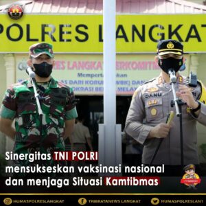 Polres Langkat Laksanakan Apel Sinergitas TNI-POLRI Mensukseskan Vaksinasi Nasional