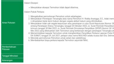 Photo of PN Medan Bebaskan Robby Anangga Dari Status Tersangka, Polrestabes Medan Tetapkan Indra Alamsyah Sebagai Tersangka