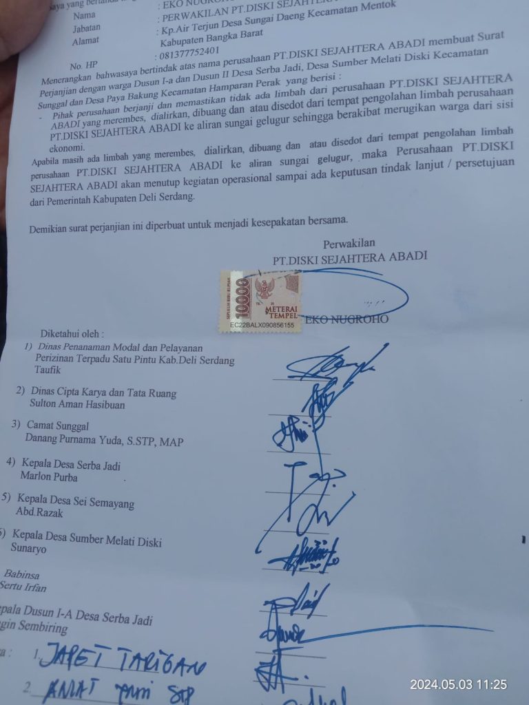 Limbah PT.Diski Sejahtera Abadi Diduga Mencemari Lingkungan, Para Petani Padi Terancam Gagal Panen