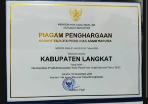 Pemkab Langkat Raih Piagam Peduli HAM Nasional